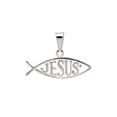 DIJE .JESUS PESCADOR (ICHTUS O ICHTYS) 
PLATA .925 MEX