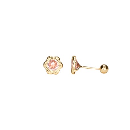 BROQUEL FLOR BISEL DIAM ROSA 4 
CIRCONIA 4X4 MM
TIPO DE BROCHE: ROSCA
ORO AMARILLO 10K MEX