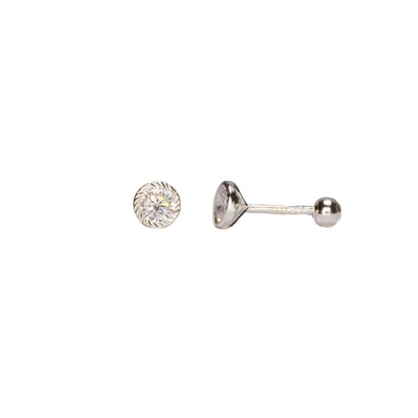 BROQUEL BISEL DIAMANTADO 04
CIRCONIA 4 MM 
TIPO DE BROCHE: ROSCA
PLATA .925 MEX