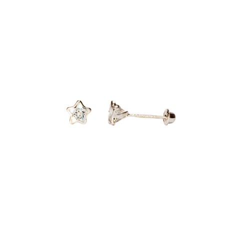 BROQUEL B ESTRELLA BISEL 04 
CIRCONIA 4 X 4 MM
TIPO DE BROCHE: ROSCA
ORO BLANCO 10K MEX