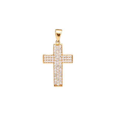 DIJE .CRUZ P CUADRO
TRIPLE ENGARCE DE CIRCONIA
ORO AMARILLO 10K MEX
VERTICAL: 23 MM 
HORIZONTAL: 12 MM