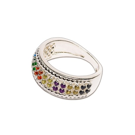 ANILLO CHURUMBELA COLORES 
CIRCONIAS 1MM 
ENGARCE DE UÑAS CALADO
PLATA .925 MEX
SOLO MEDIDAS DISPONIBLES