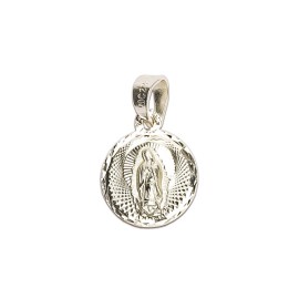 MEDALLA VIRGEN DE GUADALUPE 
REDONDA DIAMANTADA  
PLATA .925 MEX