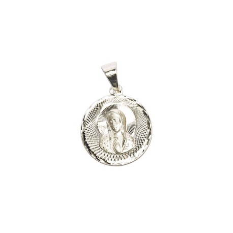 MEDALLA VIRGEN DE GUADALUPE GDE 
REDONDA DIAMANTADA 
PLATA .925 MEX