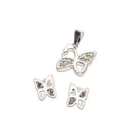 JUEGO M MARIPOSA 
ARETES Y DIJE 
CIRCONIA 1.5 MM
PLATA .925 MEX