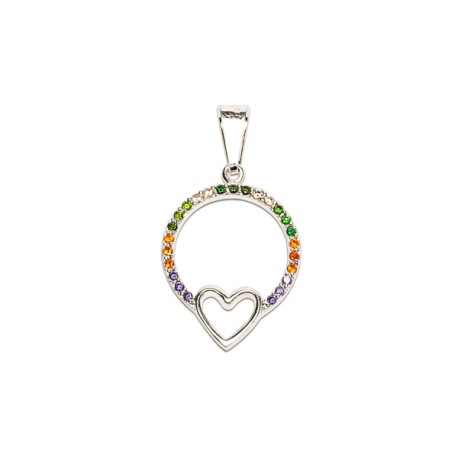 DIJE CORAZON /CIRCULO COLORES 
CIRCONIAS: 1 MM 
PLATA .925 MEX