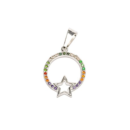 DIJE CIRCULO C/ESTRELLA P/COLORES TUR PLATA .925 MEX