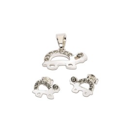 JUEGO M TORTUGA C/PIEDRAS
ARETES Y DIJE
CIRCONIAS 1.5 MM 
PLATA .925 MEX