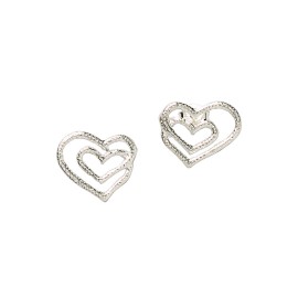 ARETES CORAZON DOBLE VAC 1.8 PLATA .925 MEX.