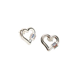 ARETE CORAZON C/P COLOR TUR PLATA .925 MEX