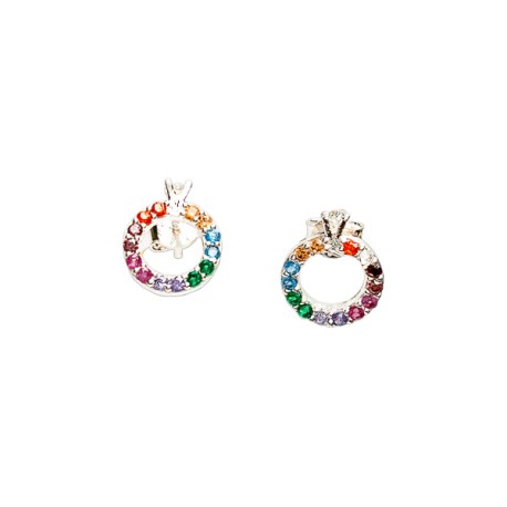 ARETE ANILLITO C/P COLORES TUR PLATA.925 MEX