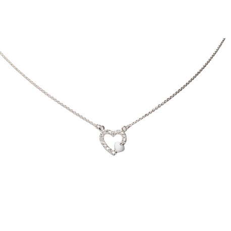 GARGANTILLA CORAZON DOBLE SD PLATA .925 MEX