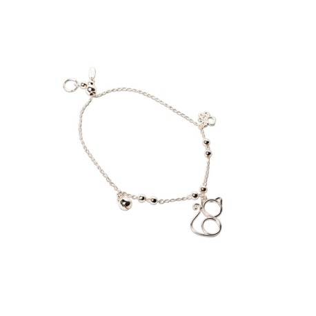 PULSERA AJUSTABLE GATITO CANDY PLATA.925 MEX