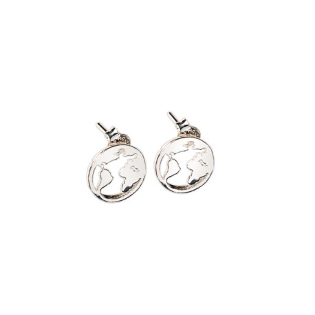 ARETES MAPA MUNDI VAC PLATA .925 MEX