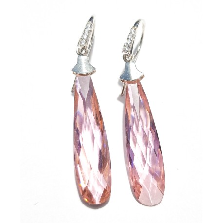 ARETES LARGO ROSA S231 PLATA .925 MEX