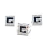 JUEGO ANILLO Y ARETES CUADRO G  S281 PLATA .925 MEX