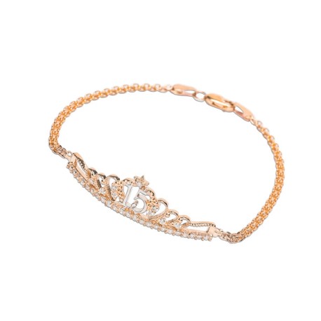 PULSERA CORONA 15 AÑOS
CIRCONIA,
ORO AMARILLO 10K MEX