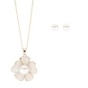 JUEGO GARGANTILLA Y ARETES
FLOR ESMALTADA.................................
*CHAPA DE ORO MEX.........................
*MEDIDA: 