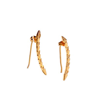 ARETES FLECHA DOBLE PUNT AP02 ROSA CHAPA DE ORO MEX