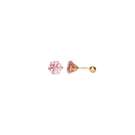 BROQUEL 05 RECTO ROSA 
CIRCONIA 5 MM
TIPO DE BROCHE: ROSCA
ORO AMARILLO 10K MEX