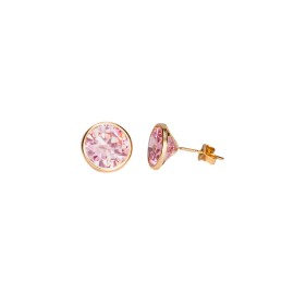 BROQUEL BISEL ROSA 09 
CIRCONIA 9 MM
TIPO DE BROCHE: PRESION CON MARIPOSA
ORO AMARILLO 10K MEX