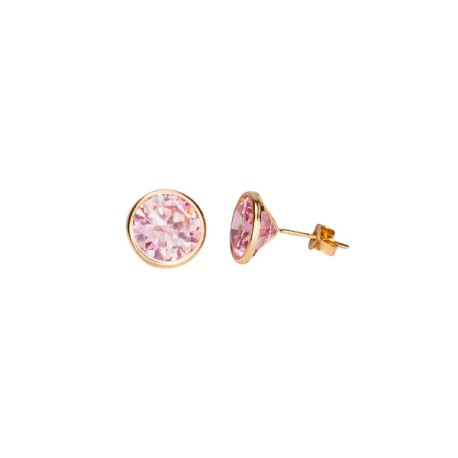 BROQUEL BISEL ROSA 09 
CIRCONIA 9 MM
TIPO DE BROCHE: PRESION CON MARIPOSA
ORO AMARILLO 10K MEX