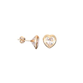 BROQUEL CORAZON BISEL DIAMANTADO 08
CIRCONIA 8X8 MM 
TIPO DE BROCHE: PRESION CON MARIPOSA
ORO AMARILLO 10K MEX