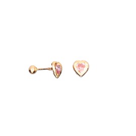 BROQUEL CORAZON BISEL DIAMANTADO ROSA 04
CIRCONIA 4X4 MM 
TIPO DE BROCHE: ROSCA
ORO AMARILLO 10K MEX