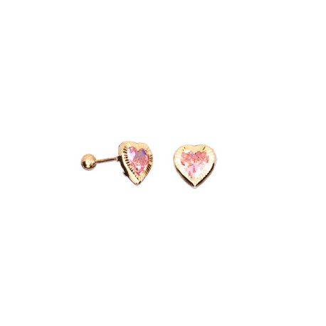 BROQUEL CORAZON BISEL DIAMANTADO ROSA 06
CIRCONIA 6X6 MM 
TIPO DE BROCHE: ROSCA
ORO AMARILLO 10K MEX