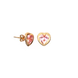 BROQUEL CORAZON BISEL DIAMANTADO ROSA 08
CIRCONIA 8X8 MM 
TIPO DE BROCHE: PRESION CON MARIPOSA
ORO AMARILLO 10K MEX