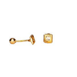 BROQUEL CUADRO BISEL DIAMANTADO 03
CIRCONIA 3X3 
TIPO DE BROCHE: ROSCA
ORO AMARILLO 10K MEX