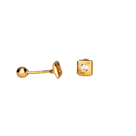 BROQUEL CUADRO BISEL DIAMANTADO 03
CIRCONIA 3X3 
TIPO DE BROCHE: ROSCA
ORO AMARILLO 10K MEX